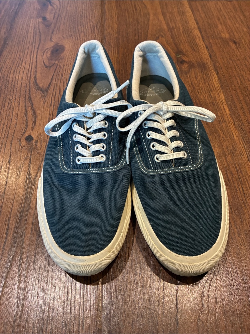 Todd Snyder Dark Teal Canvas Low-Top Sneakers with Cream Soles